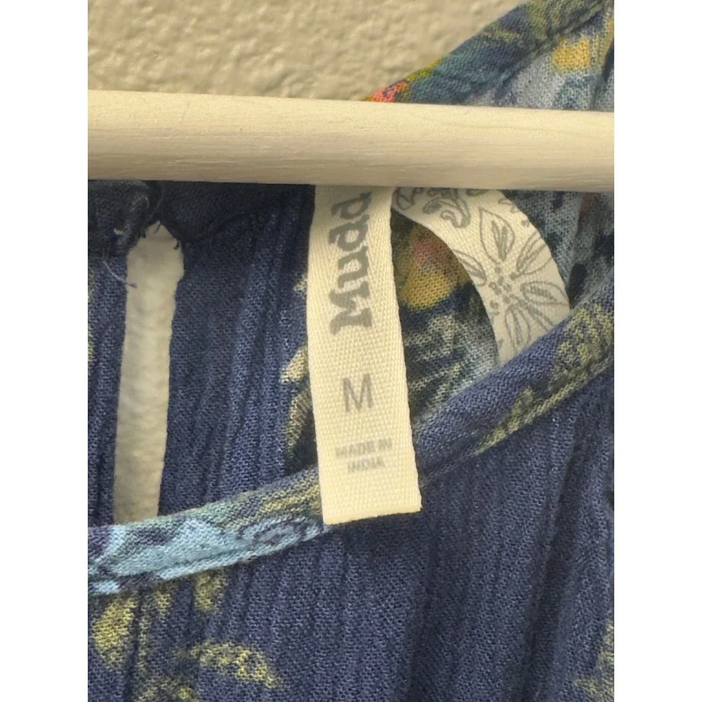 Mudd Floral Jumpsuit‎ Womens Medium Navy Blue Wide Leg Halter Boho Hippie